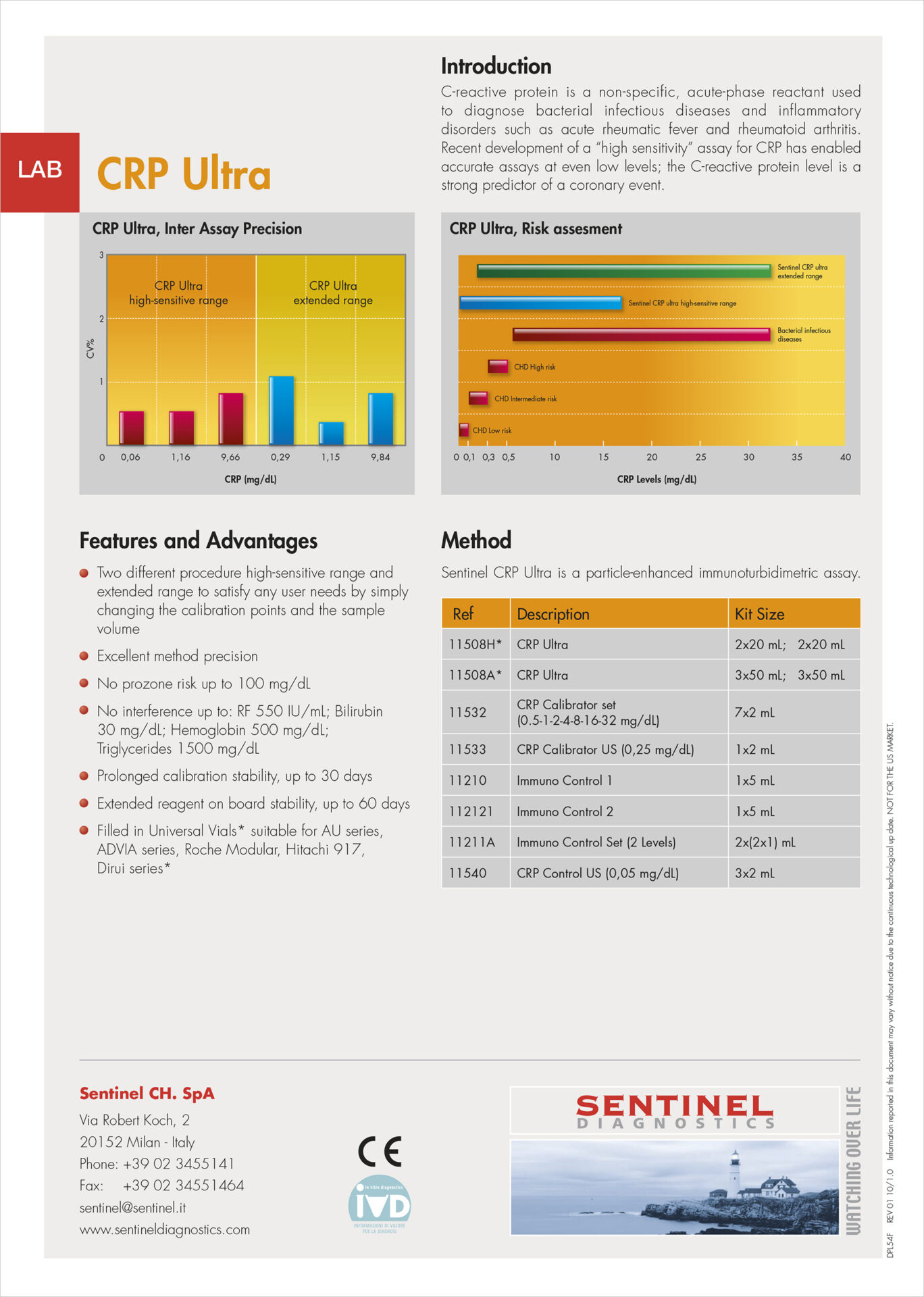 Sentinel Diagnostics - Scheda tecnica CRP Ultra