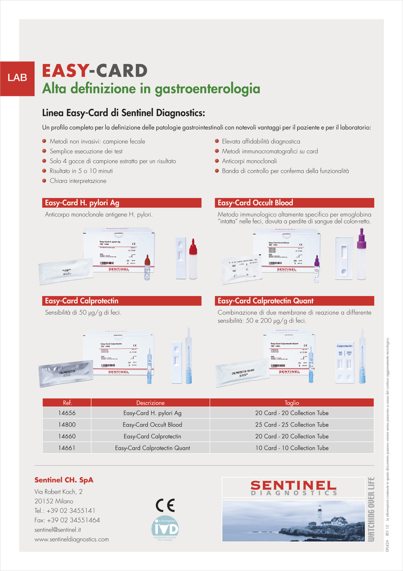 Sentinel Diagnostics - Scheda tecnica Easy Card