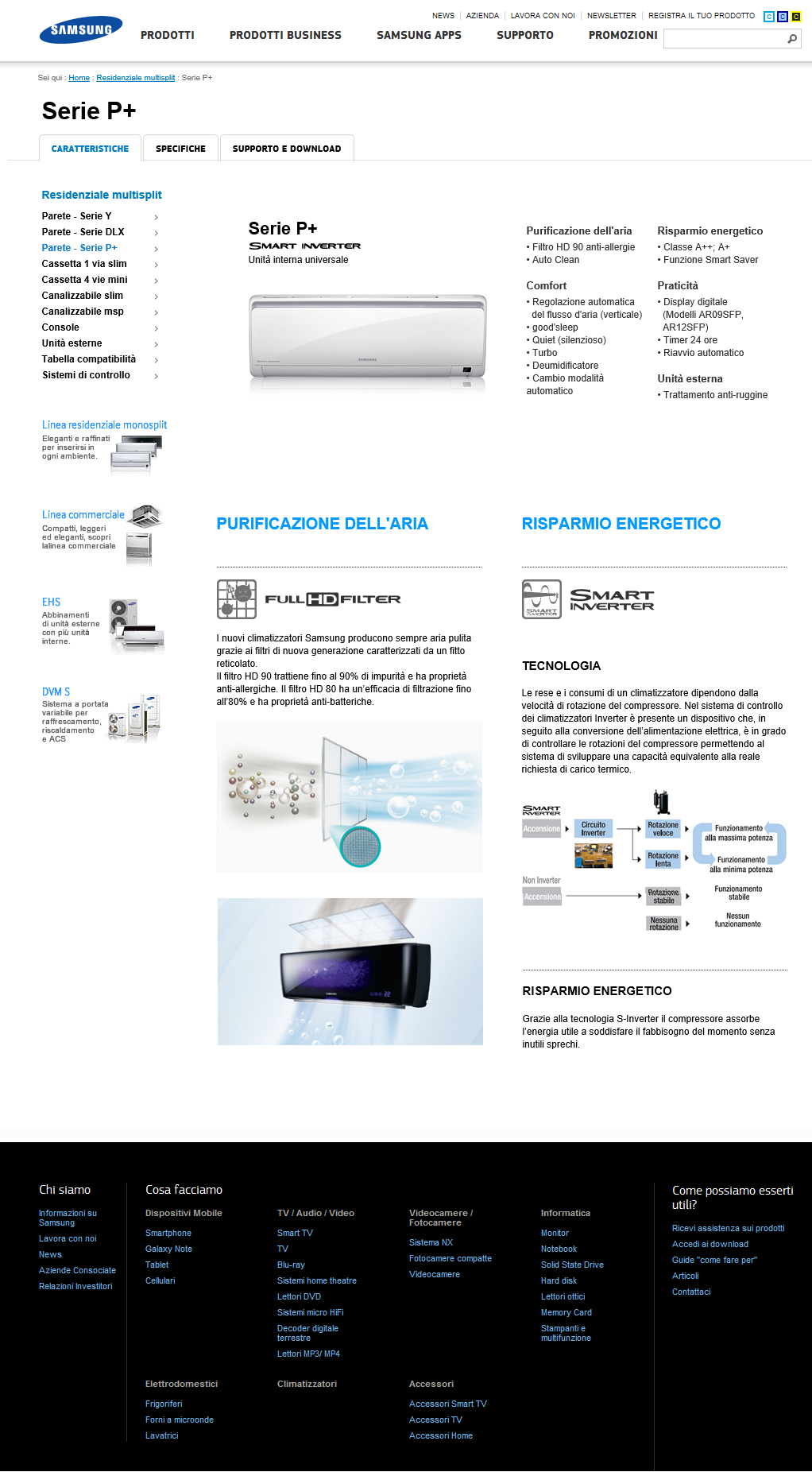 Samsung - Sito climatizzazione, pagina interna