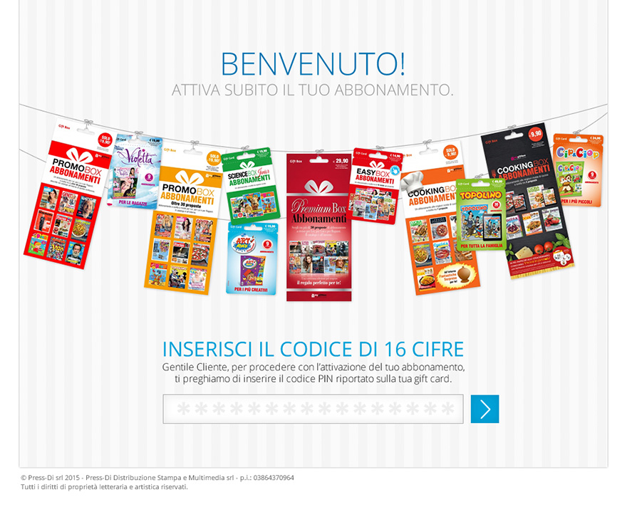 Mondadori - sito web Abbonamento Gift Card