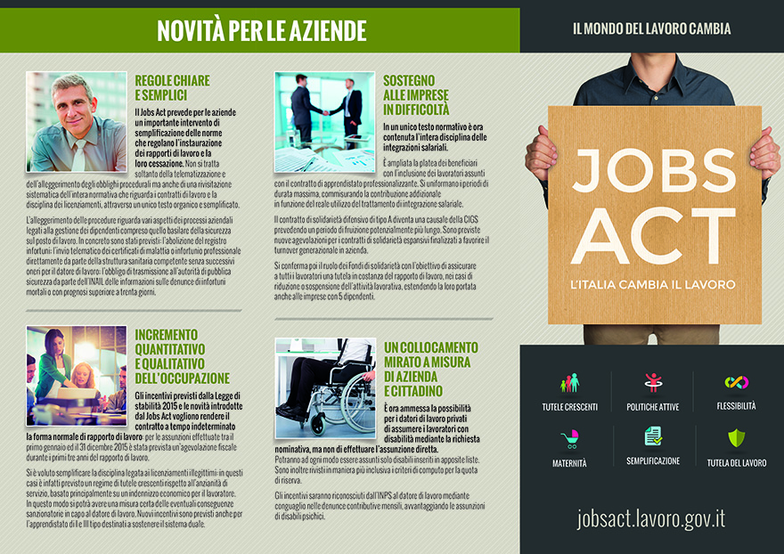 Ministero del Lavoro - Jobs Act 3 arte volantino front