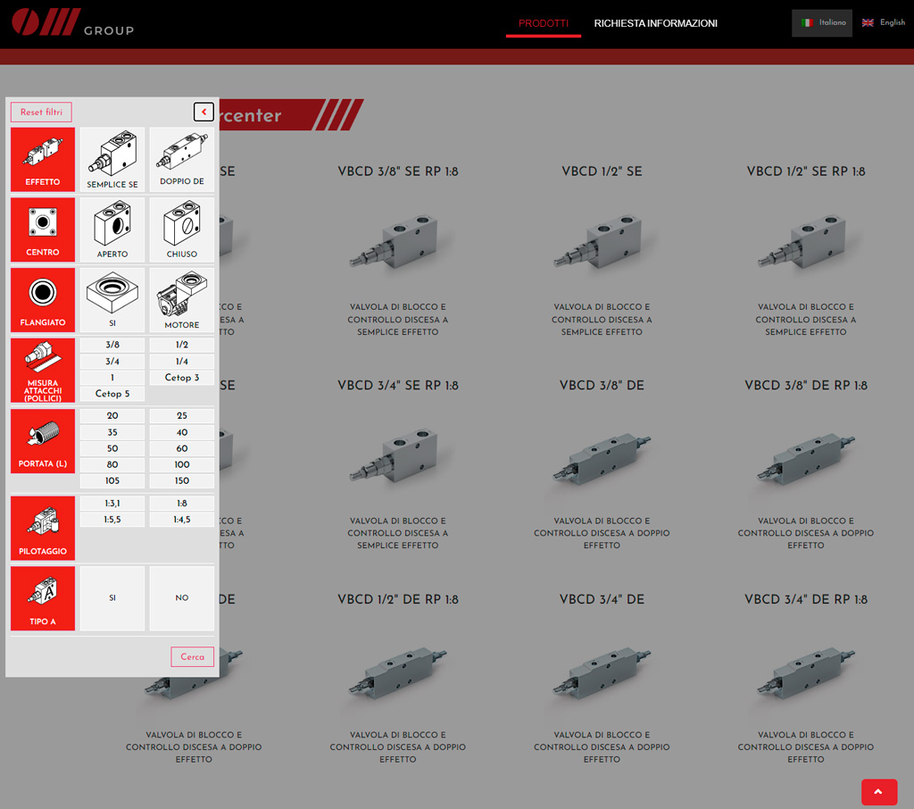 Oleodinamica Marchesini configuratore prodotti online, selettore